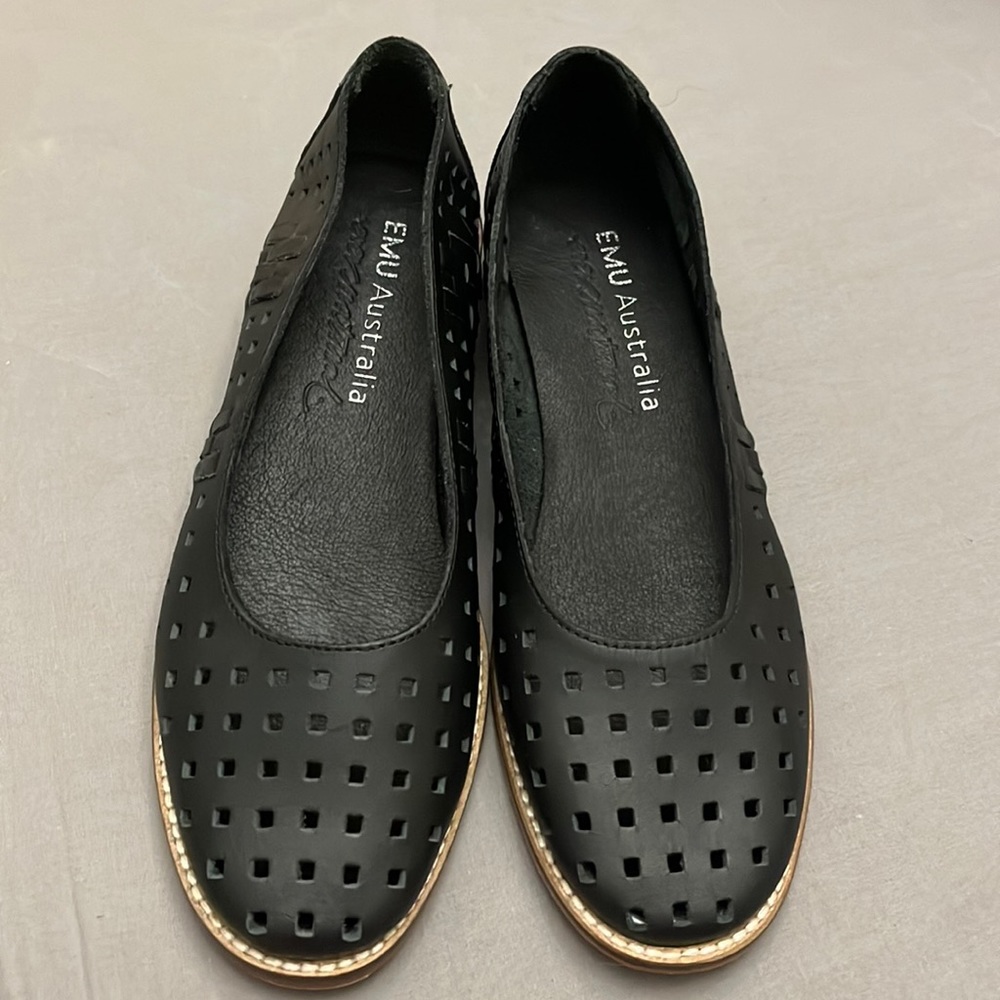 Emu Australia Ever Natural Lynwood W11478 Leather Flats Black 8